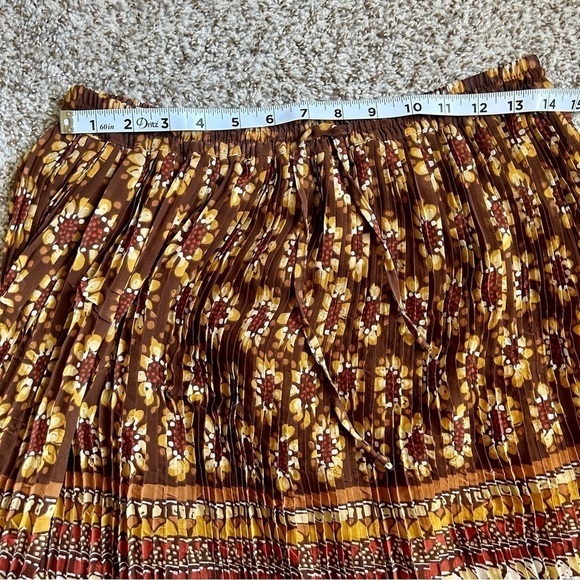 🦋 Alfred Dunner Brown Flower Maxi Skirt 12P Vintage Drawstring Waist - Picture 5 of 6